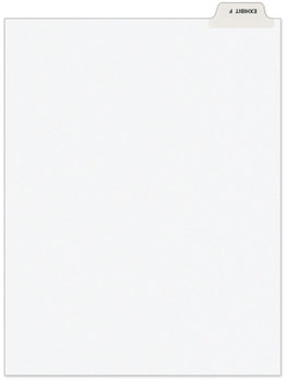 Avery® Legal Index Divider, Exhibit Alpha Letter, Style Avery-Style Preprinted Bottom Tab 26-Tab, F, 11 x 8.5, White, 25/PK