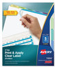 A Picture of product AVE-11990 Avery® Print & Apply Index Maker® Clear Label Dividers with Easy Printable Strip and Color Tabs 5-Tab, 11 x 8.5, White, Contemporary 5 Sets