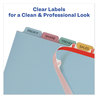 A Picture of product AVE-12433 Avery® Print & Apply Index Maker® Clear Label Plastic Dividers with Easy Printable Strip and 8-Tab, 11 x 8.5, Assorted Tabs, 5 Sets