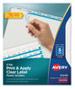 A Picture of product AVE-12449 Avery® Print & Apply Index Maker® Clear Label Plastic Dividers with Easy Printable Strip and w/Printable 5-Tab, 11 x 8.5, Frosted Tabs, 5 Sets