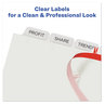 A Picture of product AVE-12450 Avery® Print & Apply Index Maker® Clear Label Plastic Dividers with Easy Printable Strip and w/Printable 8-Tab, 11 x 8.5, Frosted Tabs, 5 Sets