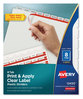 A Picture of product AVE-12450 Avery® Print & Apply Index Maker® Clear Label Plastic Dividers with Easy Printable Strip and w/Printable 8-Tab, 11 x 8.5, Frosted Tabs, 5 Sets