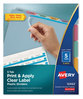 A Picture of product AVE-12452 Avery® Print & Apply Index Maker® Clear Label Plastic Dividers with Easy Printable Strip and 5-Tab, 11 x 8.5, Assorted Tabs, 5 Sets