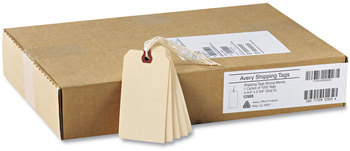 Avery® Shipping Tags Strung 11.5 pt Stock, 4.75 x 2.38, Manila, 1,000/Box