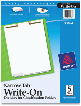 Avery® Write & Erase Tab Dividers for Classification Folders and Narrow Bottom 5-Tab, 11 x 8.5, 1 Set