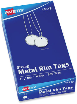 Avery® Metal Rim Tags Heavyweight Stock 1.25" dia, White, 500/Box