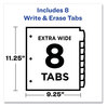 A Picture of product AVE-16177 Avery® Write & Erase Durable Plastic Dividers with Pocket and Slash 3-Hold Punched, 8-Tab, 11.13 x 9.25, Assorted, 1 Set