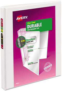 Avery® Durable View Binder with DuraHinge® and Slant Rings 3 0.5" Capacity, 11 x 8.5, White