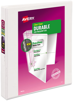 Avery® Durable View Binder with DuraHinge® and Slant Rings 3 1" Capacity, 11 x 8.5, White
