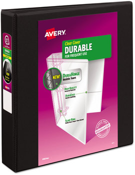 Avery® Durable View Binder with DuraHinge® and Slant Rings 3 1.5" Capacity, 11 x 8.5, Black