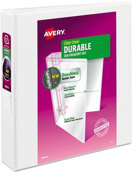 Avery® Durable View Binder with DuraHinge® and Slant Rings 3 1.5" Capacity, 11 x 8.5, White