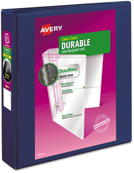 Avery® Durable View Binder with DuraHinge® and Slant Rings 3 1.5" Capacity, 11 x 8.5, Blue