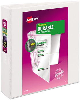 Avery® Durable View Binder with DuraHinge® and Slant Rings 3 2" Capacity, 11 x 8.5, White
