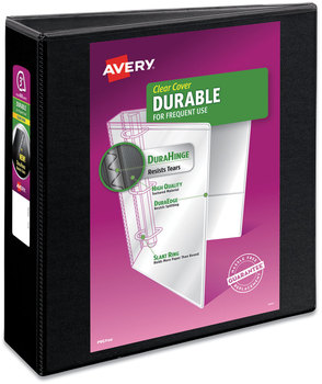 Avery® Durable View Binder with DuraHinge® and Slant Rings 3 3" Capacity, 11 x 8.5, Black