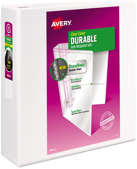 Avery® Durable View Binder with DuraHinge® and Slant Rings 3 3" Capacity, 11 x 8.5, White
