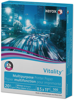 xerox™ Vitality™ Multipurpose Printer Paper Print 92 Bright, 20 lb Bond Weight, 8.5 x 11, White, 500/Ream