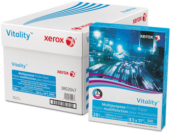 xerox™ Vitality™ Multipurpose Printer Paper Print 92 Bright, 20 lb Bond Weight, 8.5 x 11, White, 500/Ream