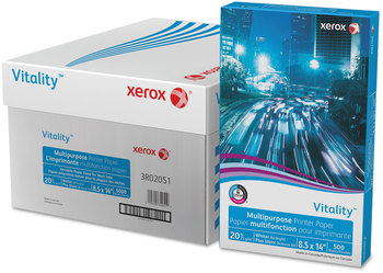 xerox™ Vitality™ Multipurpose Printer Paper Print 92 Bright, 20 lb Bond Weight, 8.5 x 14, White, 500 Sheets/Ream, 10 Reams/Carton