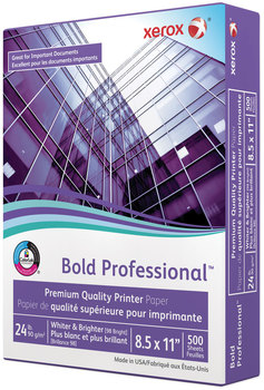 xerox™ Bold™ Professional Quality Paper 98 Bright, 24 lb Bond Weight, 8.5 x 11, White, 500/Ream