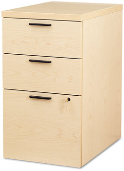 HON® 10500 Series™ Mobile Pedestal File Left or Right, 3-Drawers: Box/Box/File, Legal/Letter, Natural Maple, 15.75" x 22.75" 28"