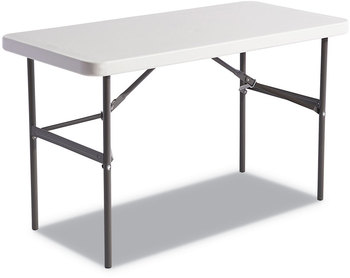 Alera® Resin Banquet Folding Table Rectangular, Radius Edge, 48w x 24d 29h, Platinum/Charcoal