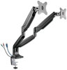 A Picture of product ALE-AEMA2H Alera® AdaptivErgo® Heavy-Duty Articulating Monitor Arm with USB Dual For 27" Monitors, 180 deg Rotation, 30 Tilt, 135 Pan, Black, Supports 11 lb