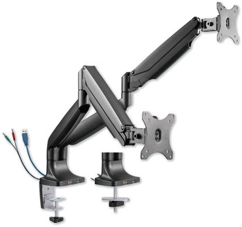 Alera® AdaptivErgo® Heavy-Duty Articulating Monitor Arm with USB Dual For 27" Monitors, 180 deg Rotation, 30 Tilt, 135 Pan, Black, Supports 11 lb