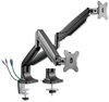 A Picture of product ALE-AEMA2H Alera® AdaptivErgo® Heavy-Duty Articulating Monitor Arm with USB Dual For 27" Monitors, 180 deg Rotation, 30 Tilt, 135 Pan, Black, Supports 11 lb