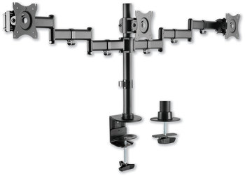 Alera® AdaptivErgo® Pole-Mounted Monitor Arm Pole-Mount Triple for 27" Monitors, 360 deg Rotation, +45/-45 Tilt, 45 Pan, Black, Supports 17.6 lb