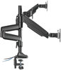 A Picture of product ALE-AEMA3H Alera® AdaptivErgo® Heavy-Duty Articulating Monitor Arm with USB Triple for 32" Monitors, 360 deg Rotation, +90/-90 Tilt, 90 Pan, Black, Supports 15.4 lb