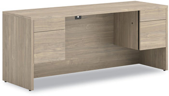 HON® 10500 Series™ Kneespace Credenza with 3/4-Height Pedestals, 72" x 24" 29.5", Kingswood Walnut