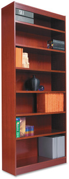 Alera® Veneer Square Corner Bookcase Wood Six-Shelf, 35.63w x 11.81d 71.73h, Medium Cherry
