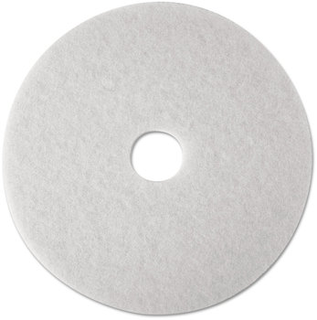 3M™ White Super Polish Floor Pads 4100 Low-Speed Polishing 14" Diameter, 5/Carton