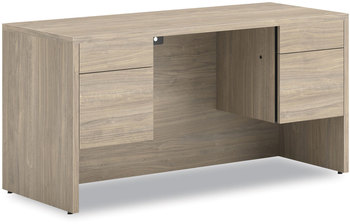 HON® 10500 Series™ Kneespace Credenza with 3/4-Height Pedestals, 60" x 24" 29.5", Kingswood Walnut