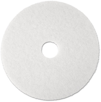 3M™ White Super Polish Floor Pads 4100 Low-Speed Polishing 19" Diameter, 5/Carton