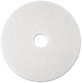 3M™ White Super Polish Floor Pads 4100 Low-Speed Polishing 20" Diameter, 5/Carton