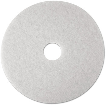 3M™ White Super Polish Floor Pads 4100 Low-Speed Polishing 24" Diameter, 5/Carton