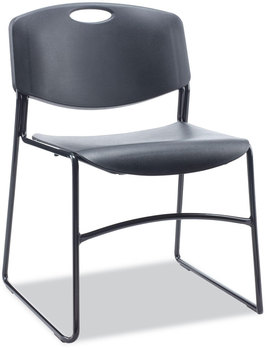 Alera® Resin Stacking Chair Supports Up to 275 lb, 18.50" Seat Height, Black Back, Base, 4/Carton