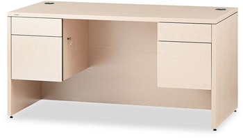 HON® 10500 Series™ Double Pedestal Desk 3/4-Height Left and Right: Box/File, 60" x 30" 29.5", Natural Maple