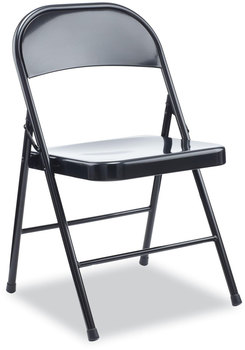 Alera® Armless Steel Folding Chair Supports Up to 275 lb, Black Seat, Back, Base, 4/Carton