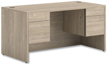 HON® 10500 Series™ Double Pedestal Desk 3/4-Height Left and Right: Box/File, 60" x 30" 29.5", Kingswood Walnut