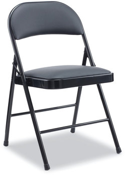 Alera® PU Padded Folding Chair Supports Up to 250 lb, Black Seat, Back, Base, 4/Carton