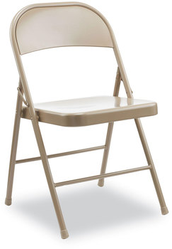 Alera® Armless Steel Folding Chair Supports Up to 275 lb, Tan Seat, Back, Base, 4/Carton
