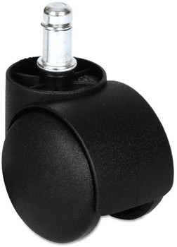 Alera® Dual Wheel Hooded Casters Grip Ring Type B Stem, 1.5" Hard Nylon Matte Black, 5/Set