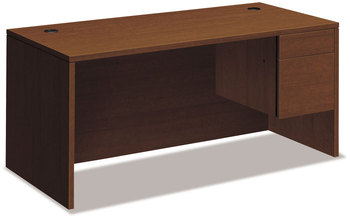 HON® 10500 Series™ "L" Workstation Single Pedestal Desk with 3/4 Height Right 66" x 30" 29.5", Shaker Cherry