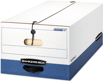Bankers Box® LIBERTY® Heavy-Duty Strength Storage Boxes Legal Files, 15.25" x 24.13" 10.75", White/Blue, 12/Carton