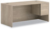 A Picture of product HON-10583RLKI1 HON® 10500 Series™ Single Pedestal Desk 3/4-Height Right: Box/File, 66" x 30" 29.5", Kingswood Walnut