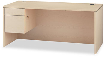 HON® 10500 Series™ "L" Workstation Single Pedestal Desk 66" x 30" 29.5", Natural Maple