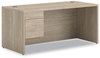 A Picture of product HON-10584LLKI1 HON® 10500 Series™ Single Pedestal Desk 3/4-Height Left: Box/File, 66" x 30" 29.5", Kingswood Walnut