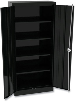 Alera® Space Saver Assembled Storage Cabinet Four Fixed Shelves, 30w x 15d 66h, Black